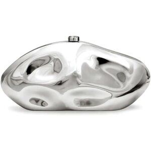 Designer Metallic Acrylic Shell Clutch for Weddings & Parties - 10.6x5.1 Inches